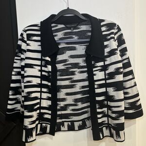 Black & White Ming Wang Open Front Cardigan 100% Acrylic Size XS